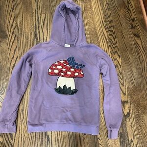 Gucci Lavender Hoodie with Red Mushroom Graphic